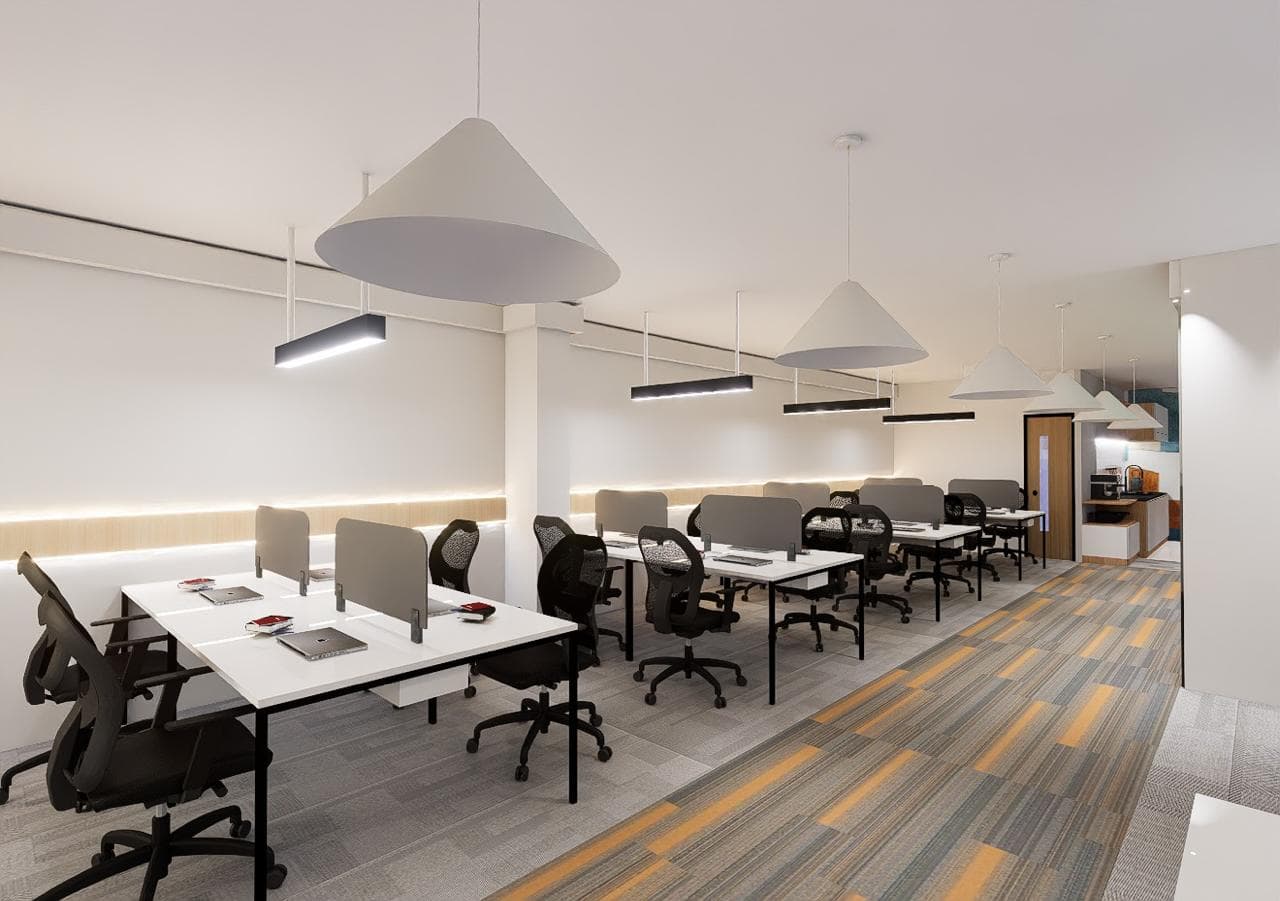 Open desk coworking area at CKP Workspace in Yelahanka